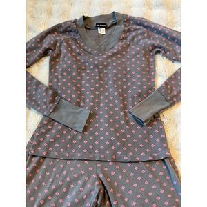 JOE BOXER Y2k Womens Gray Pink Floral Print Thermal Pajama‎ Lounge Set Size S